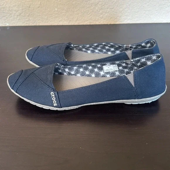 CROCS Black Slip On Flats 6.5/7M - Picture 3 of 6